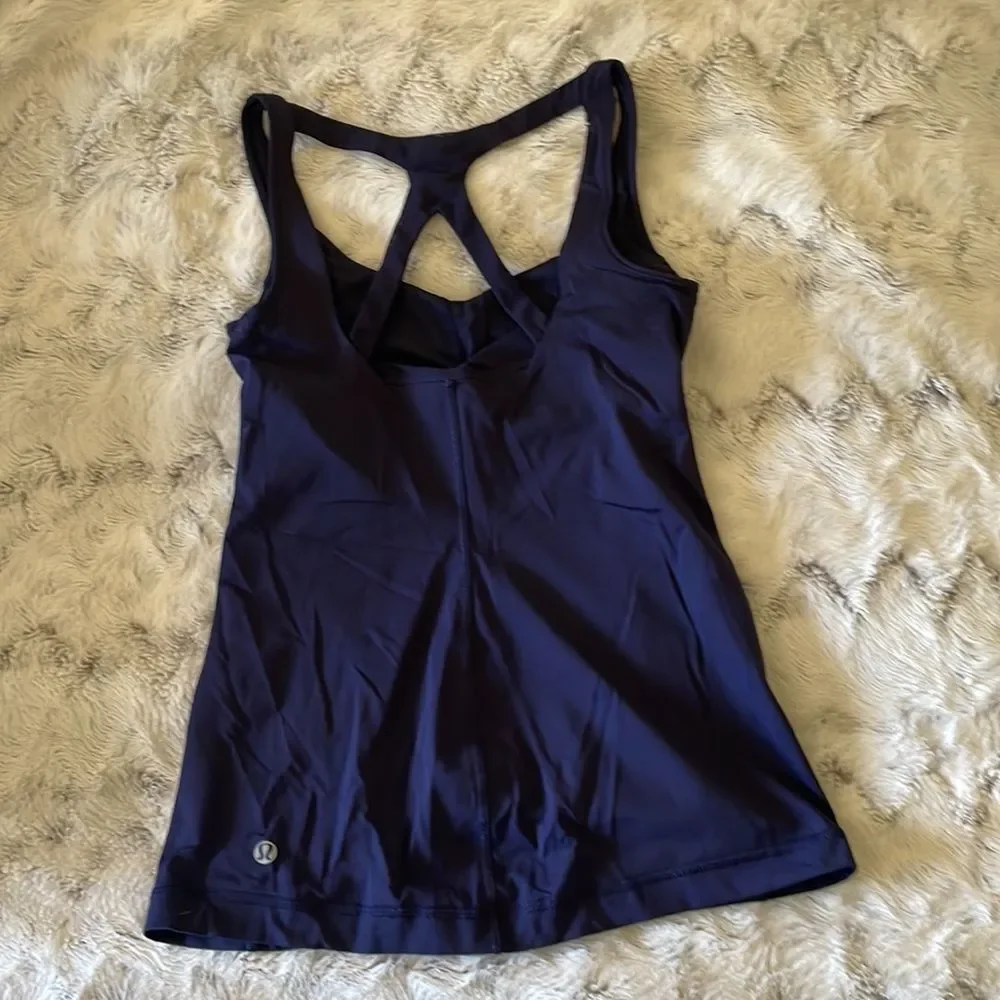 Lululemon Optimal Tank in Deep Indigo Purple Built in Bra Strappy Back small s